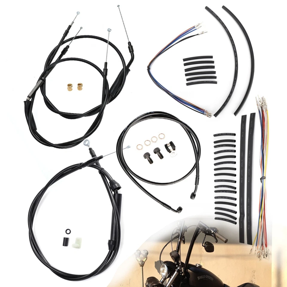 Sportster Brake Line Clutch Cable for 07-13 Harley XL 883 no ABS with 14 in Bar - Imagen 1 de 4