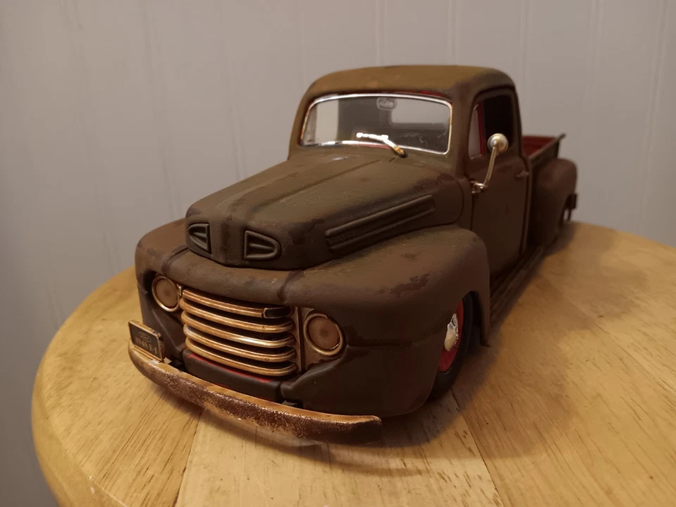 1/18 Diecast Slammed 1948 Ford Pickup Weathered Rusted Junkyard Barn Find  - Image 1 of 4