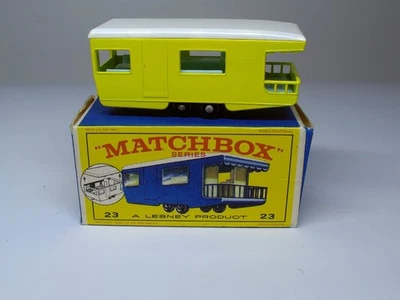Matchbox Lesney Nr. 23 Anhänger Wohnwagen gelb guter Zustand Modell in OVP - Bild 1 von 4