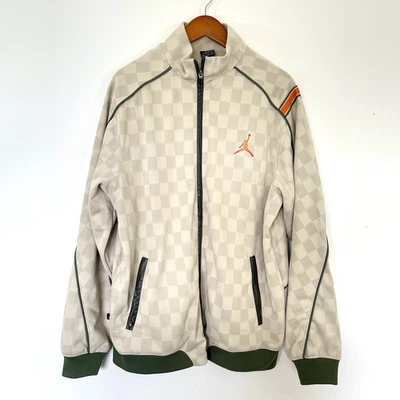Vintage Mens Air Jordan Jacket Size L Cream and Khaki Unique Athletic Streetwear - Image 1 of 4