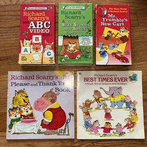 Richard Scarry's Best VHS Lot of 3~ Children's ~ Animated Cartoons Bonus Books - Picture 1 of 6