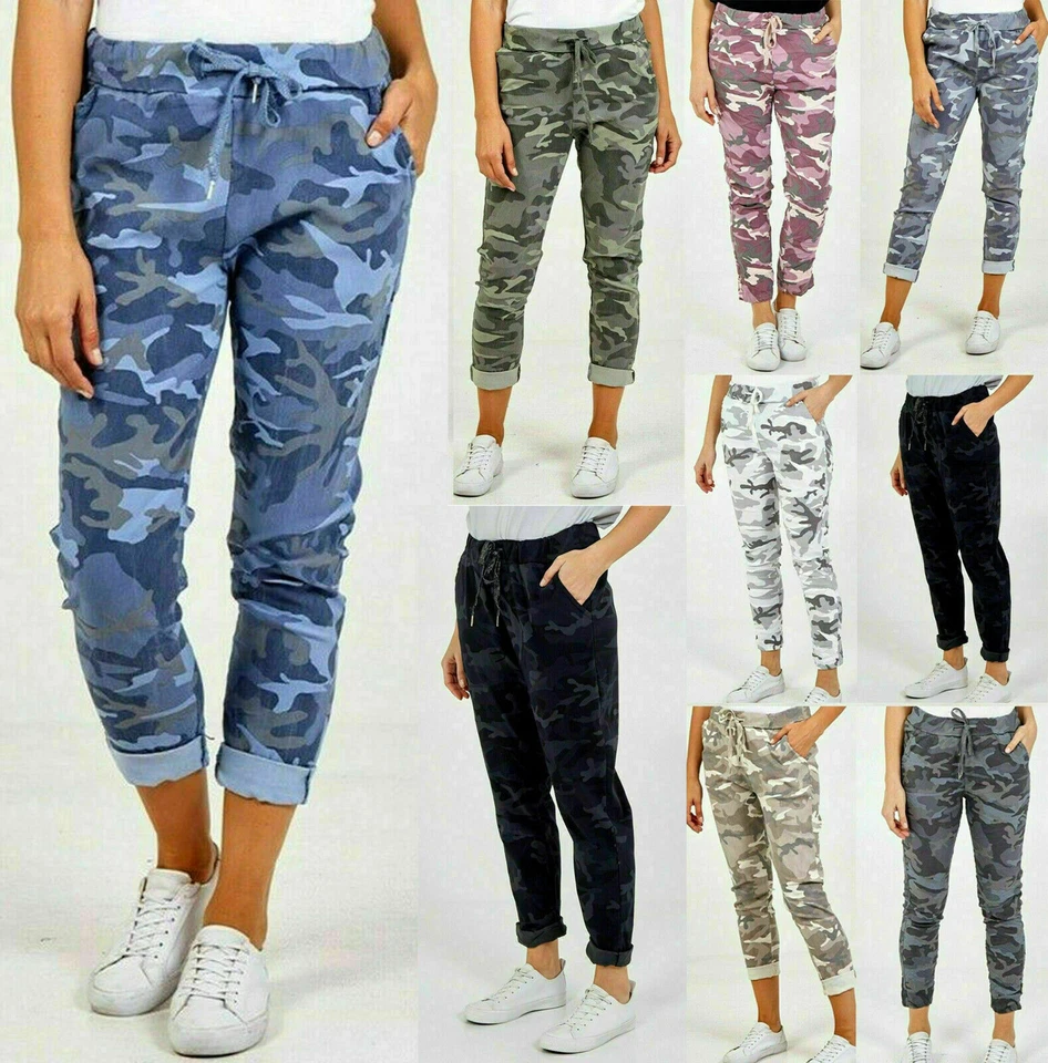 Lagenlook Italian Magic Pants Ladies Casual Stretch Camouflage Womens Trousers