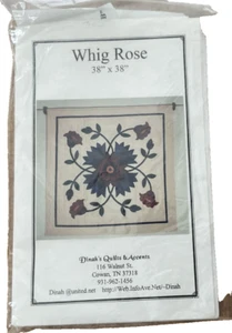 VINTAGE WHIG ROSE HAND APPLIQUED QUILT WALL HANGING DEEP REDS & BLUES 38"x 38" - Picture 1 of 3
