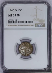 1940-D Mercury Dime 10c NGC MS65 FB - Picture 1 of 2