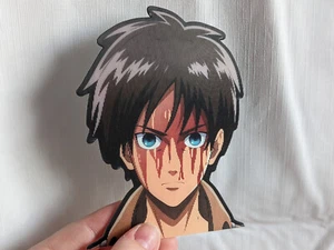 Eren Yeager 3D Motion Sticker - Attack on Titan Anime Car Laptop Decal Peeker - Picture 1 of 2