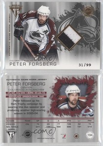 2003-04 Pacific Private Stock Titanium /99 Peter Forsberg #194 HOF