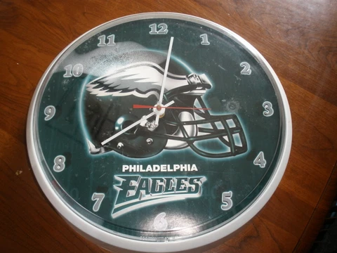 P & K Products Philadelphia Eagles Wall Clock WORKS 12" Round Cover