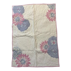 Pottery Barn Kids “Emma” Periwinkle Blue Pink Floral Baby Toddler Crib Quilt - Picture 1 of 12