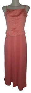 Vtg Y2K Alfred Angelo Peach Corset Beaded Victorian Coquette Prom Dress Sz S/M - Picture 1 of 6