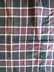 Vintage Wool Fabric 2 Yards Black/Red/White Tartan Plaid Shirt Weight - Picture 1 of 2