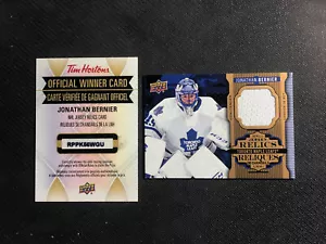 2016-17 UPPER DECK TIM HORTONS JONATHAN BERNIER NHL GAME-USED JERSEY RELIC #J-JB - Picture 1 of 2