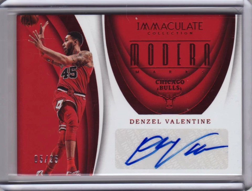2017-18 Immaculate Denzel Valentine Red Auto 5/25 Bulls  - Image 1 of 1