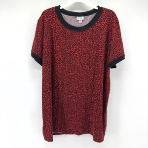 LuLaRoe LIVE Red + Black LEOPARD T-Shirt ANIMAL PRINT Boho Wild WOMENS 3XL - Picture 1 of 6