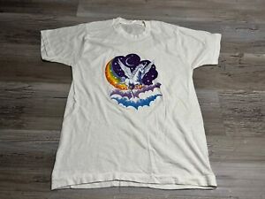  T-Shirt Vintage 80er Jahre Einhorn Pegasus Fantasie Regenbogen Jugend XL (14-16) einzelner Stich