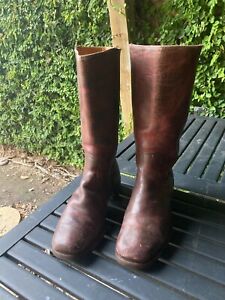 VINTAGE FRYE SQUARE TOE USA BURGUNDY LEATHER ENGINEER TRAIL BOSS COWBOYBOOTS 10D