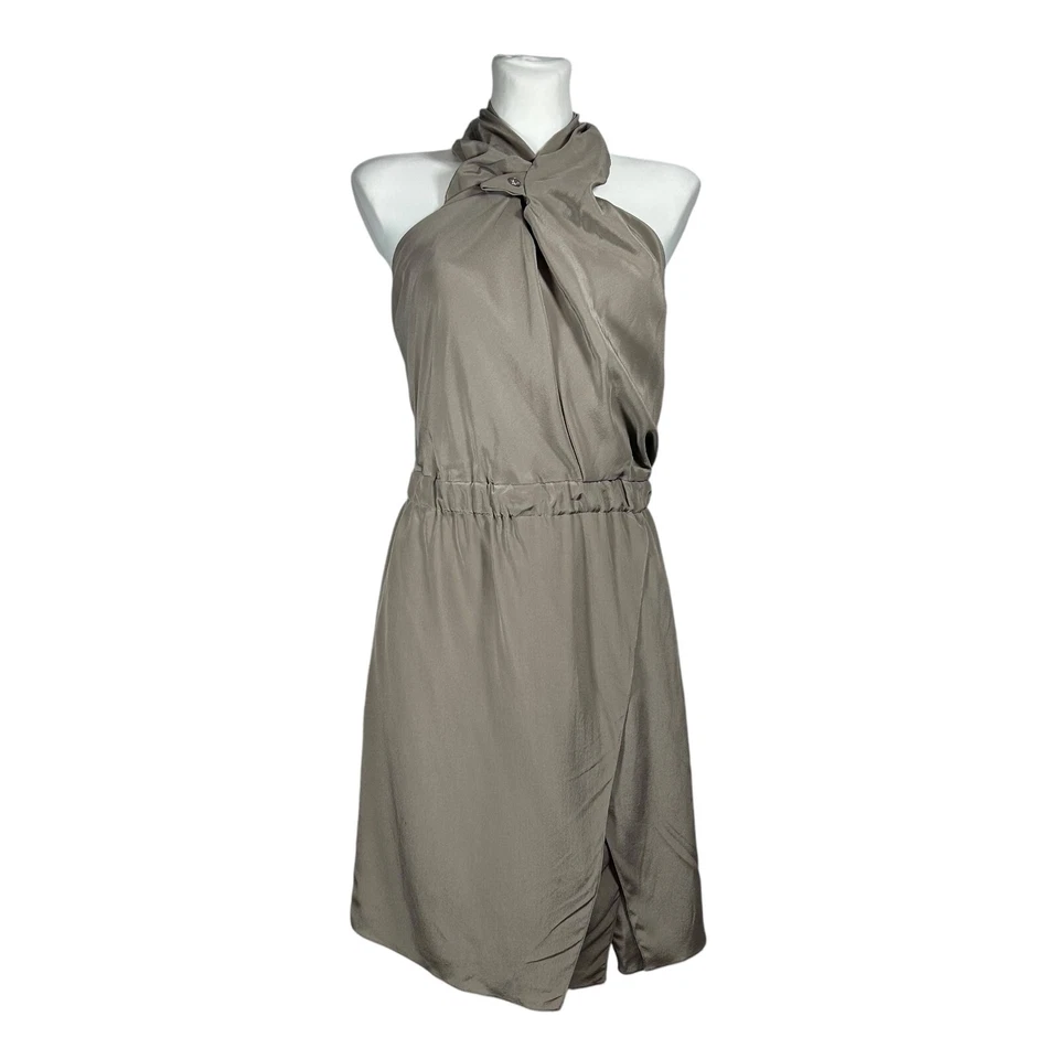 Vestido de cóctel Gucci beige Seta seda hasta la rodilla cuello envolvente 2007 talla 38 232067 Foto 1 de 4