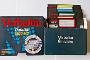 5,25-Zoll-Disketten, 10 Stück mit Daten, Verbatim, MD2-HD, 1,2MB OVP, ungeprüft - Afbeelding 1 van 1