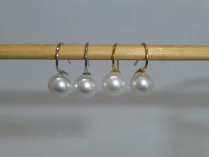 Pendientes de perlas perlas 8mm oro blanco plata joyas nupciales - Imagen 1 de 7