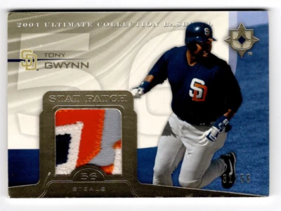 TONY GWYNN 2004 ULTIMATE COLLECTION GAME USED JERSEY STAT PATCH /56 PADRES HOF - Image 1 of 2