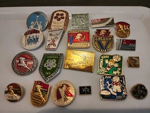 Soviet USSR Sports Political Pins Badges Vintage Enamel 21 Pins 1970's Vintage  - Picture 1 of 22