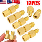 12PCS R134a To R12 Fitting Adapter 1/4 Female Flare 1/2 Acme Male Valve Kits