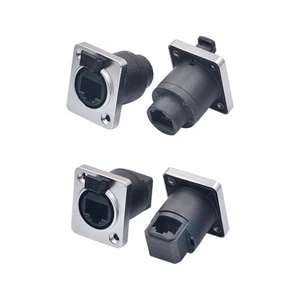 D Type Panel Mount Socket RJ45 Network Connector Waterproof RJ45 Crystal Plug - Afbeelding 1 van 9