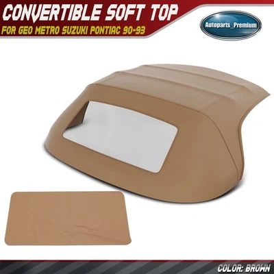 Brown Convertible Soft Top w/ Plastic Window for Geo Metro Suzuki 90-93 Pontiac - Image 1 of 4