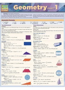 Geometry Part 1: Quickstudy Laminated Reference Guide Quick Study Academic New - Imagen 1 de 2
