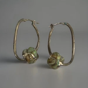 Abalone Muschel Knoten Perlen 925 Sterling Silber Creolen aus Italien - Bild 1 von 6