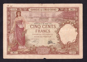 Djibouti French Somaliland 500 Francs 1927 P-9a ,G. - Picture 1 of 2