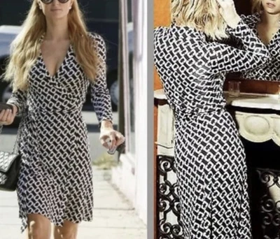 Vestido envolvente geométrico Diane Von Furstenberg, jersey de seda, para mujer talla 8 Foto 1 de 4