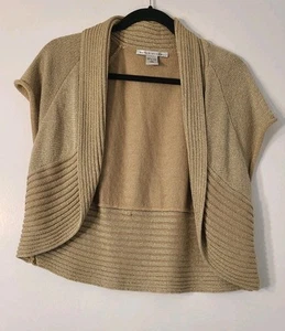 Suéter Peter Nygard Para Mujer XL Dorado Metálico Brillante Encogerse de hombros Cárdigan Top Glam - Imagen 1 de 6