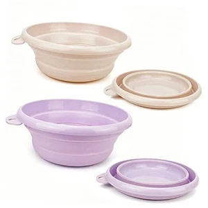 2Pack Collapsible Wash Basin Collapsible Dish Tub Collapsible Khaki+purple - Picture 1 of 8