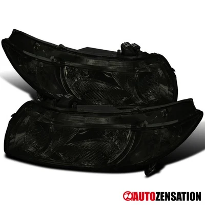 Smoke Headlights Fits 2006-2011 Honda Civic Coupe 2Dr Headlamps Left+Right Pair Foto 1 de 4