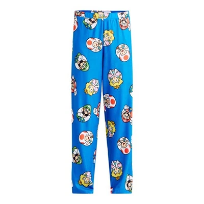 Nintendo Women’s Size XL (16-18) Mario Blue Print Sleep Pants Luigi Toad Peach - Photo 1/2