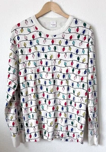 Top pijama manga larga Hanna Andersson luces de Navidad adulto mediano orgánico - Imagen 1 de 3