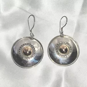 Sterling Silver And Copper 1 1/2" Circle Earrings - Picture 1 of 3