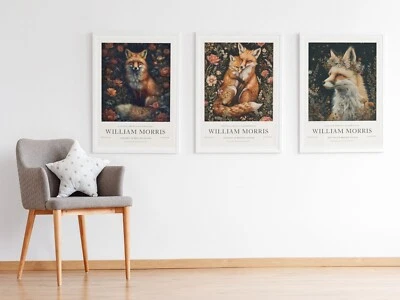 Set of 3 Vintage William Morris Fox Cotton Prints Exhibition Posters - Image 1 of 4