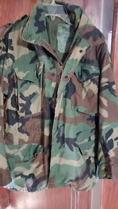 Vintage Woodland Camo Cold Weather Field Coat Small Reg M65 Alpha Industries - Picture 1 of 9