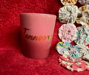 Tennessee Pink Faded To Red Glazed Shot Glass Gold Lettering  - Picture 1 of 3
