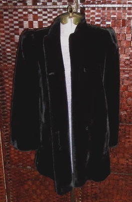 Abrigo De Colección Sasson Borgazia Negro Imitación Piel Para Mujer Talla 8 Pila Corta Profunda Años 80 Foto 1 de 4