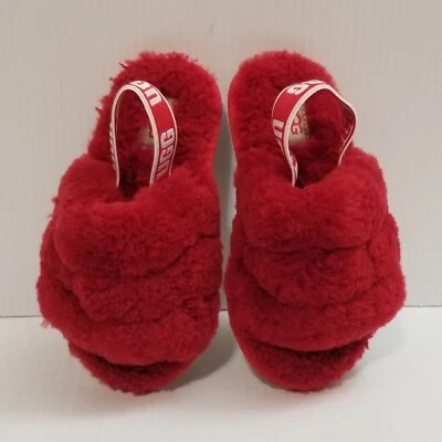 Kids Girl Toddler UGG Fluff Yeah Slide Sandals Red 1098579T Sz 9 Slippers EUC - Image 1 of 4