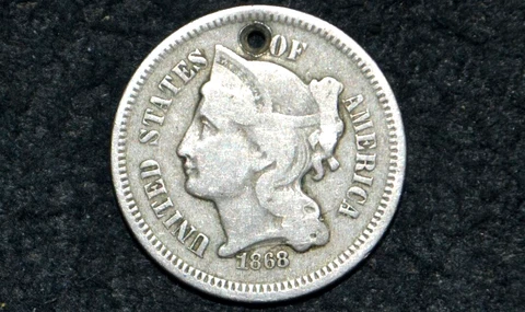 1868 Three Cent Nickel 3C ** VF details ** FREE SHIPPING Cover