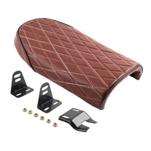 Brown Universal Motorcycle Seat Flat Saddle For Cafe Racer For Yamaha For Honda - Picture 1 of 9
