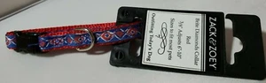 "Zach & Zoe Brite Cuello Diamantes Rojo Perro Azul Mascota 3/8"" Ajuste 6""-10" - Imagen 1 de 6