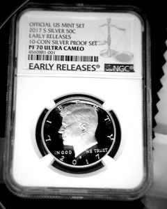 2017 S 50c, 10c, 5c, OFFICIAL US MINT SET SILVER PF NGC 70 U C EARLY RELEASES   - Picture 1 of 10
