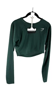 Gymshark Damen Training Longsleeve Crop Top Nebelgrün Gr. S - Bild 1 von 3