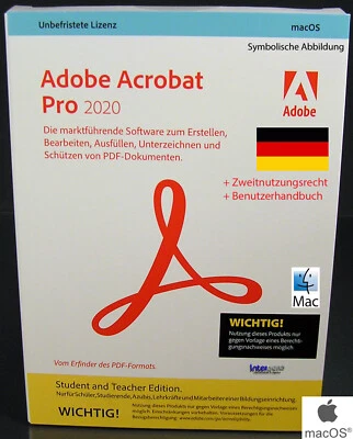 Adobe Acrobat Pro 2020 Vollversion CD + Handbuch Mac Student and Teacher NEU - Bild 1 von 4