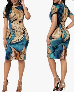 Bodycon Dresses for Women Sexy Pencil Party Club Night Out Long Sleeve Floral Pr - Picture 1 of 3