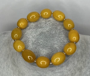 GENUINE EGG YOLK BALTIC AMBER  Bracelet. OLIVE Shape Amber Beads Bracelet. - Picture 1 of 16